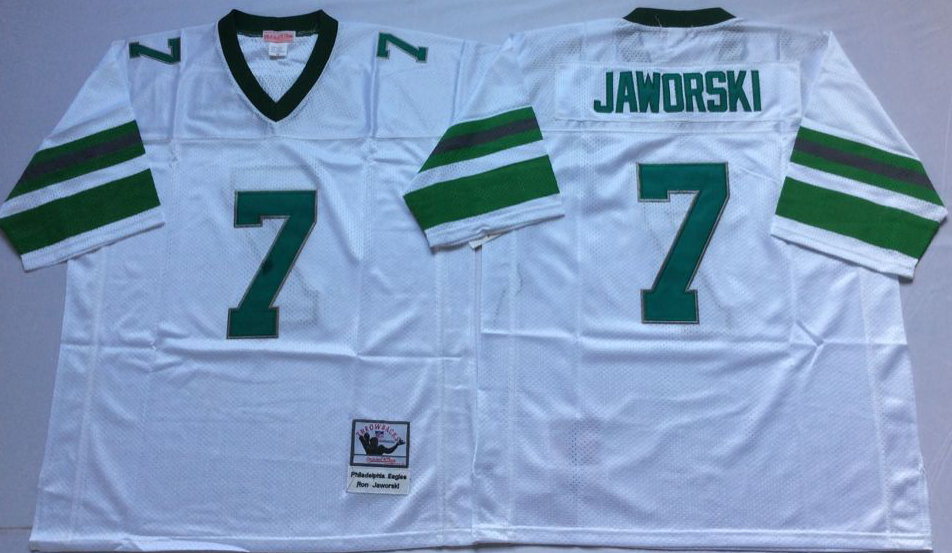 Men Philadelphia Eagles 7 Jaworski white Mitchell Ness jerseys